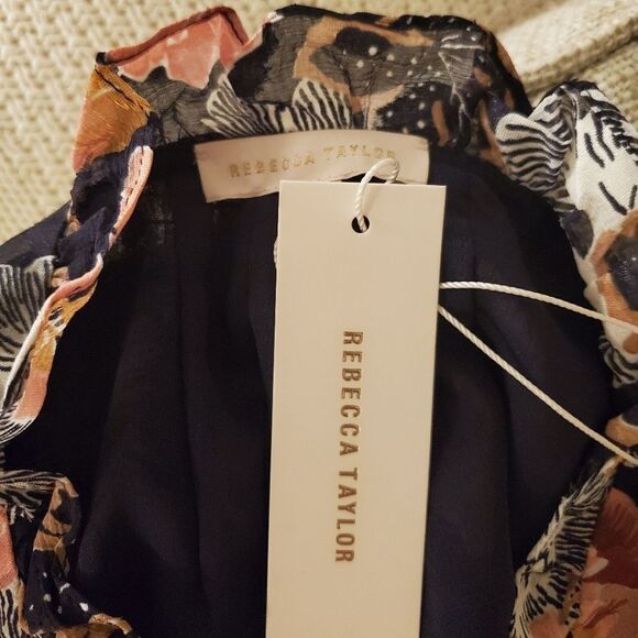 Rebecca Tylor Jardin Keyhole Neck Blouse In Indigo - Picture 8 of 13